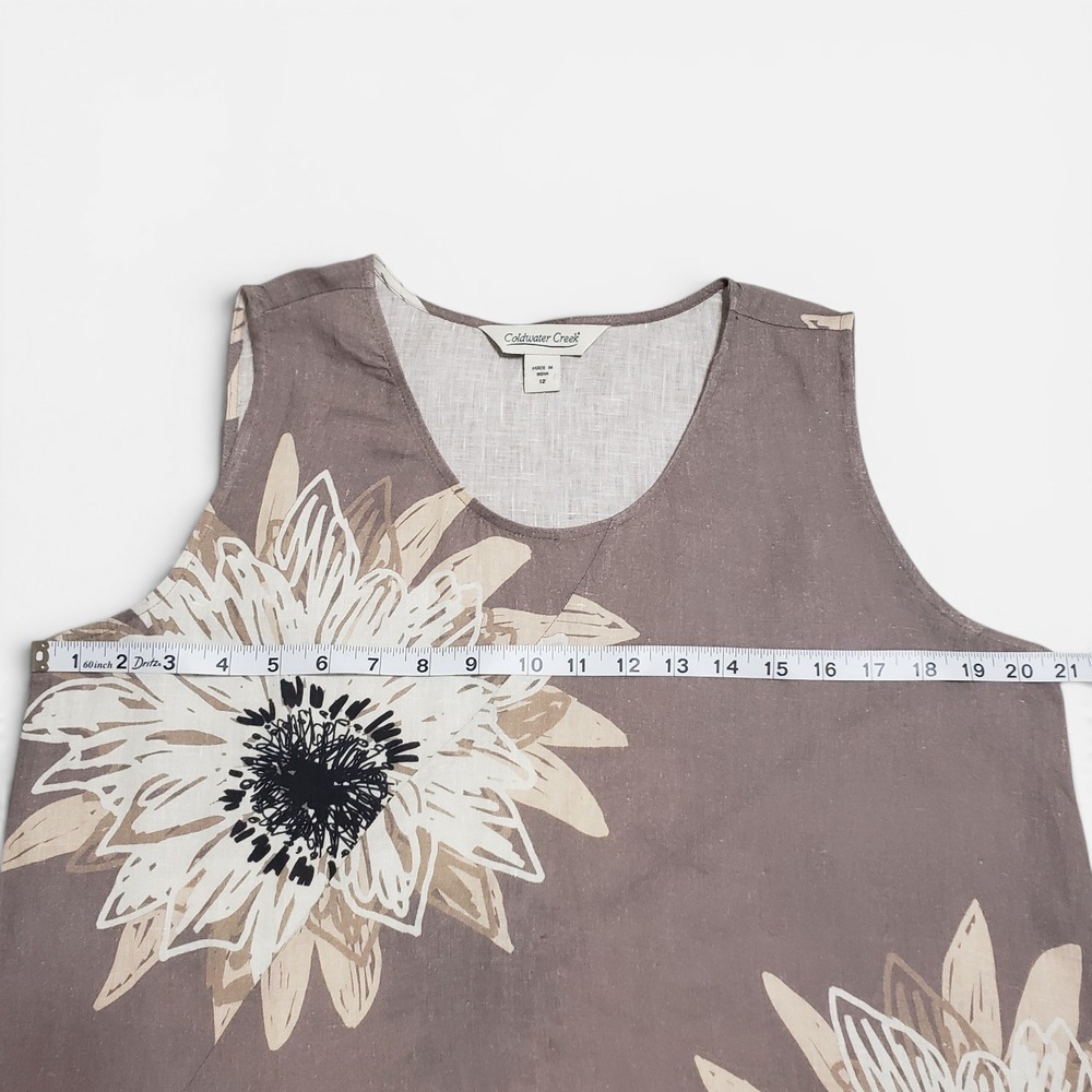 Coldwater Creek Linen Sleeveless Maxi Dress Sunflower Brown Womens Sz 12 - Picture 8 of 10
